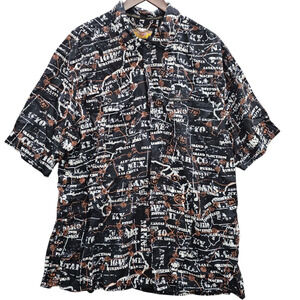 Vintage Harley Davidson Shirt Mens XL Black US Map States Cities Button Up Biker